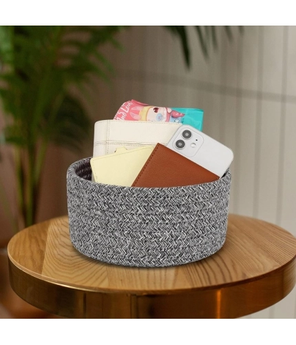 Generic Cotton 8x3 Inch Kidi Round 1 Pcs Bedside Organizer With Out Lid (Black)