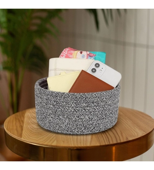 Generic Cotton 8x3 Inch Kidi Round 1 Pcs Bedside Organizer With Out Lid (Black)