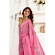 Generic Women's Linen Cotton Printed Ready To Wear Saree With Unstitched Blouse 5.5 Mtr (Pink)