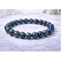 Generic Natural Crystal 8mm Azurite Bracelet  (Dark Green)
