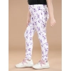 Generic Girl's Cotton Lycra Floral Elasticated Jeggings (White-Lavender) Generic Girl's Cotton Lycra Floral Elasticated Jeggings (White-Lavender)