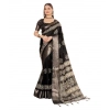 Generic Women's Cotton Silk Printed Saree With Unstitched Blouse 5.5Mtr (Black)