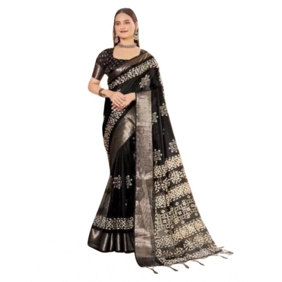 Generic Women's Cotton Silk Printed Saree With Unstitched Blouse 5.5Mtr (Black) Generic Women's Cotton Silk Printed Saree With Unstitched Blouse 5.5Mtr (Black)
