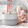 Generic Cotton Dori 16x14 Inch Storage Basket For Clothes With Out Lid (White-Gray-White)