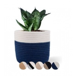 Generic Cotton Flower Pot With Out Lid (White-Blue)