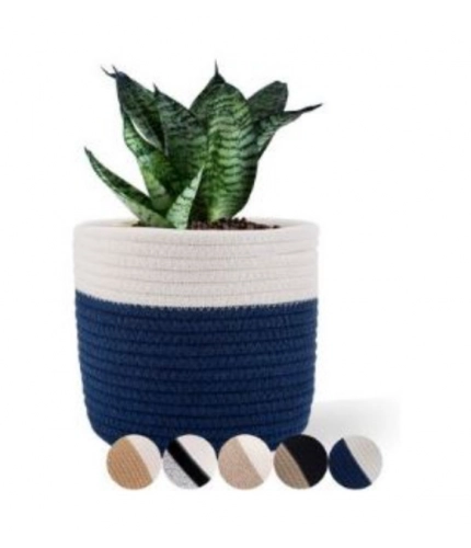 Generic Cotton Flower Pot With Out Lid (White-Blue)