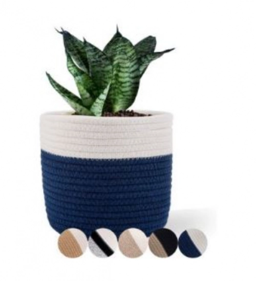 Generic Cotton Flower Pot With Out Lid (White-Blue) Generic Cotton Flower Pot With Out Lid (White-Blue)