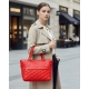 Women's PU Leather Solid Shoulder Zipper Handbag (Red)