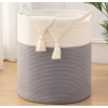 Generic Cotton 12x14 Inch-1 Pcs Storage Basket For Clothes With Out Lid (Gray-White)