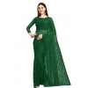Generic Women's Net Self Design Saree With Unstitched Blouse 5.5Mtr (Green)