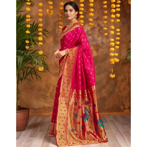 Women's Silk Blend Zari Weaving Saree With Unstitched Blouse 5.5Mtr (Pink) Women's Silk Blend Zari Weaving Saree With Unstitched Blouse 5.5Mtr (Pink)