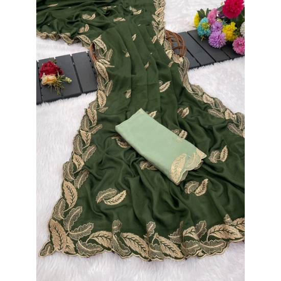 Generic Women's Chiffon Embroidered Saree With Unstitched Blouse 5.5Mtr (Green) Generic Women's Chiffon Embroidered Saree With Unstitched Blouse 5.5Mtr (Green)
