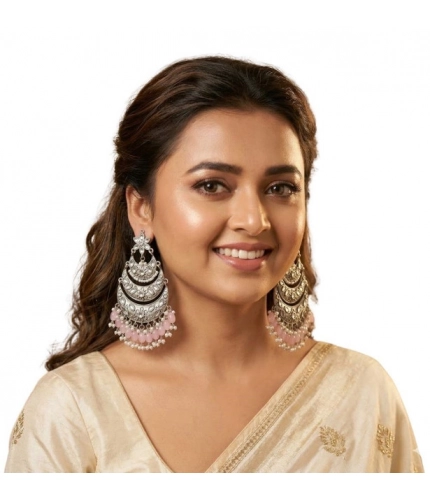 Generic Women's Zinc Alloy Gold Plated Chandbali Earrings (Multicolor)