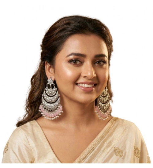 Generic Women's Zinc Alloy Gold Plated Chandbali Earrings (Multicolor) Generic Women's Zinc Alloy Gold Plated Chandbali Earrings (Multicolor)