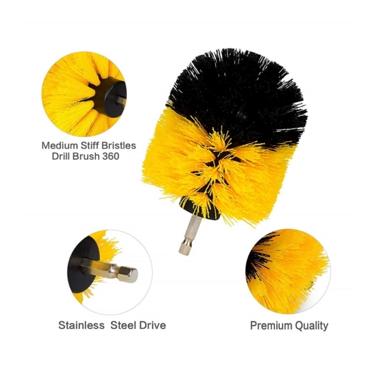 Generic Pack Of 3 Polypropylene Solid Power Drill Scrub Brush Cleaning Set (Yellow-Black) Generic Pack Of 3 Polypropylene Solid Power Drill Scrub Brush Cleaning Set (Yellow-Black)