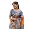Generic Women's Faux_Tussar Geometric_Print Saree With Unstitched Blouse 5.5Mtr (Rust)