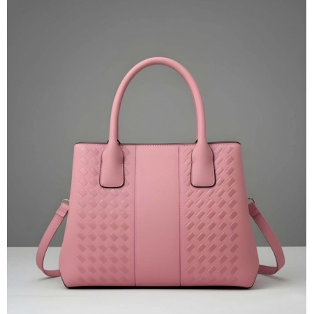 Women's PU Leather Solid Shoulder Zipper Handbag (Pink)