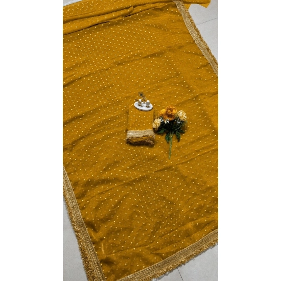 Generic Women's Silk Embellished Saree With Unstitched Blouse 5.5Mtr (Yellow) Generic Women's Silk Embellished Saree With Unstitched Blouse 5.5Mtr (Yellow)