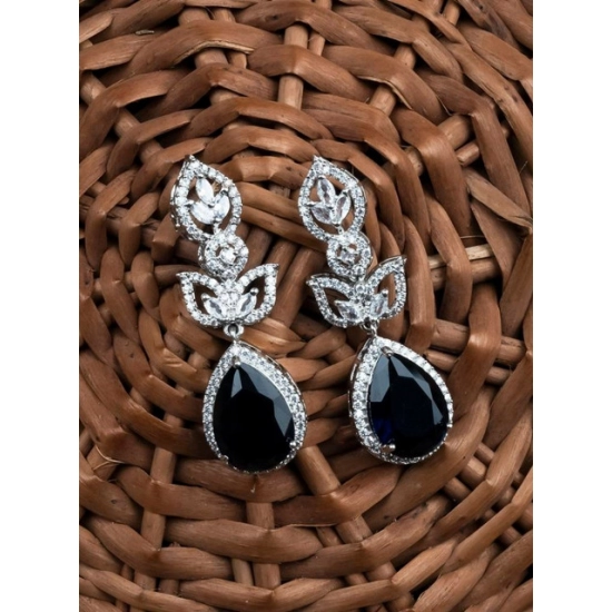 Generic Women's Brass Silver Plated Drop Earrings (Blue) Generic Women's Brass Silver Plated Drop Earrings (Blue)