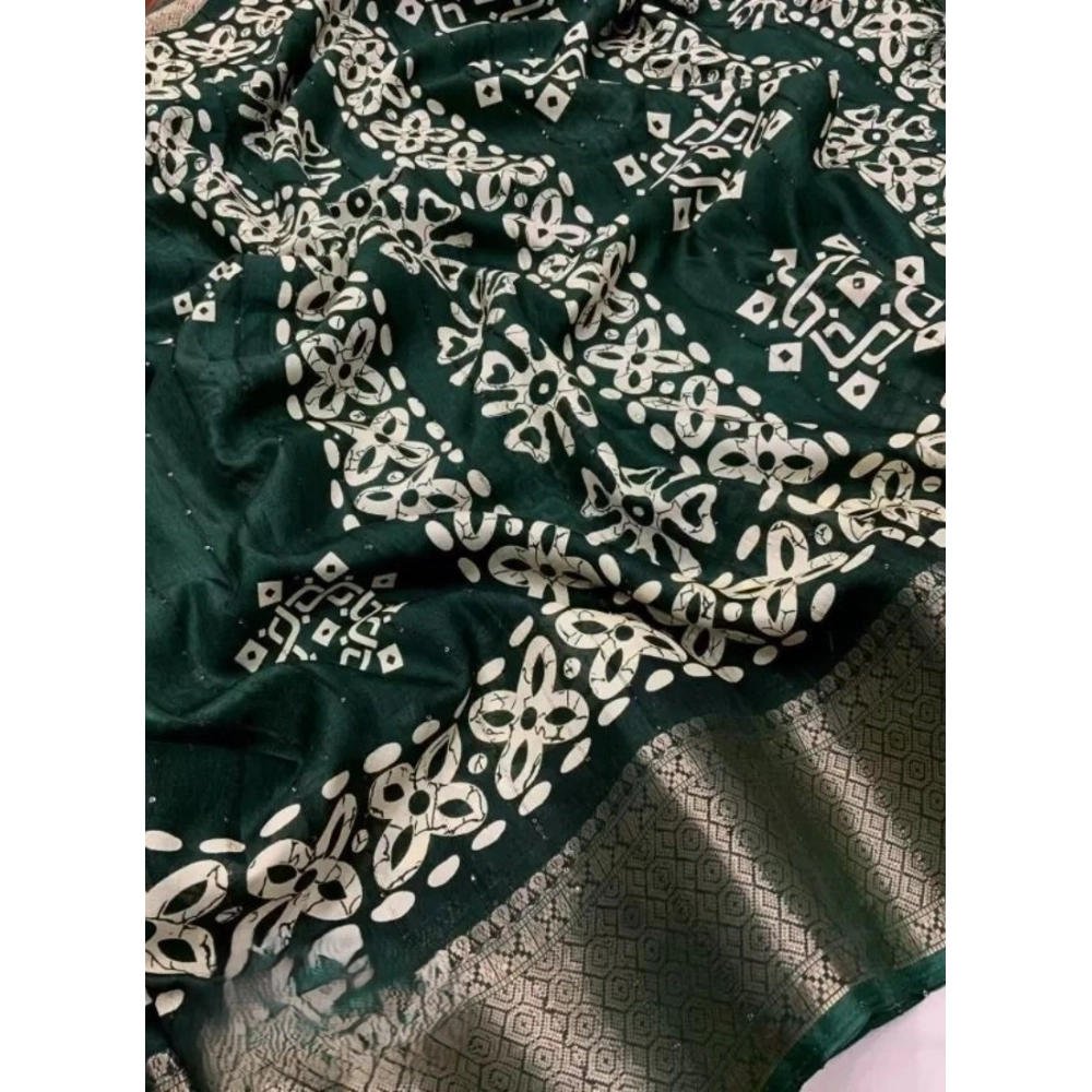 Generic Women's Cotton Silk Printed Saree With Unstitched Blouse 5.5Mtr (Green) Generic Women's Cotton Silk Printed Saree With Unstitched Blouse 5.5Mtr (Green)