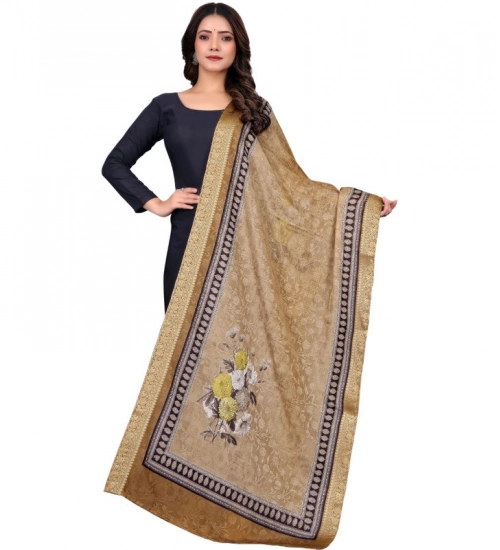 Generic Women's chanderi silk  Printed Dupatta (Beige, Length: 2 Mtr)