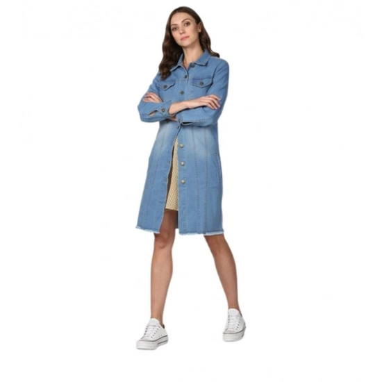Generic Women's Denim Washed Long Sleeves Jacket (Blue) Generic Women's Denim Washed Long Sleeves Jacket (Blue)
