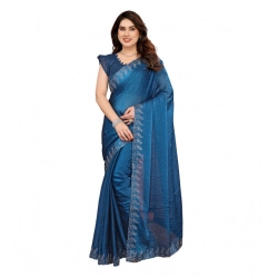 Generic Women's Georgette Printed Saree With Unstitched Blouse 5.5Mtr (Blue)