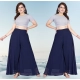 Generic Women's Pack of 2 Georgette Solid High Rise Wide Leg Flared Palazzos with Elastic Waist (Navy Blue) Generic Women's Pack of 2 Georgette Solid High Rise Wide Leg Flared Palazzos with Elastic Waist (Navy Blue)