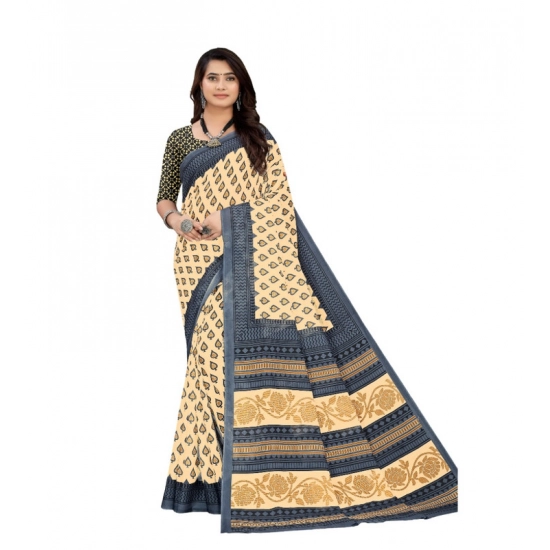 Generic Women's Soft Pure Cotton Printed Saree With Unstitched Blouse 5.5Mtr (Cream) Generic Women's Soft Pure Cotton Printed Saree With Unstitched Blouse 5.5Mtr (Cream)