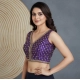 Generic Women's Silk Blend Embroidered V-Neck Non Padded Blouse (Purple 38 Ready (Alterable up to 42)