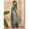 Generic Women's Silk Blend Printed Saree With Unstitched Blouse 5.5Mtr (Sea Green)