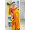 Generic Women's Soft Lichi Silk Printed Saree With Unstitched Blouse 5.5Mtr (Mustard )
