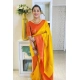 Generic Women's Soft Lichi Silk Printed Saree With Unstitched Blouse 5.5Mtr (Mustard )
