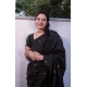 Generic Women's Litchi silk Printed Saree With Unstitched Blouse (Black)