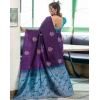 Generic Women's Soft Lichi Silk Printed Saree With Unstitched Blouse 5.5Mtr (Blue)