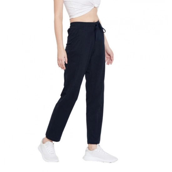 Generic Women's Cotton Solid Elasticated Track Pants (Navy)