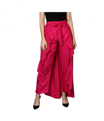 Generic Women's Rayon Ruffled Elasticated Skirt (Pink)