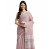 Generic Women's Linen Cotton Printed Saree With Unstitched Blouse 5.5Mtr (Purple)