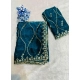 Generic Women's Slik Embellished Saree With Unstitched Blouse 5.5Mtr (Teal)