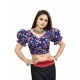 Generic Women's Organza Printed V Neck Puff Sleeve Readymade Blouse (Navy 38 , Alterable up to 42)-PID65868 Generic Women's Organza Printed V Neck Puff Sleeve Readymade Blouse (Navy 38 , Alterable up to 42)-PID65868