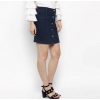 Generic Women's Denim Front Button Buttoned Skirt (Blue)