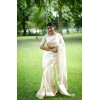 Generic Women's Faux_Banarasi Lining Pattern Saree With Unstitched Blouse 5.5Mtr (Off_White)