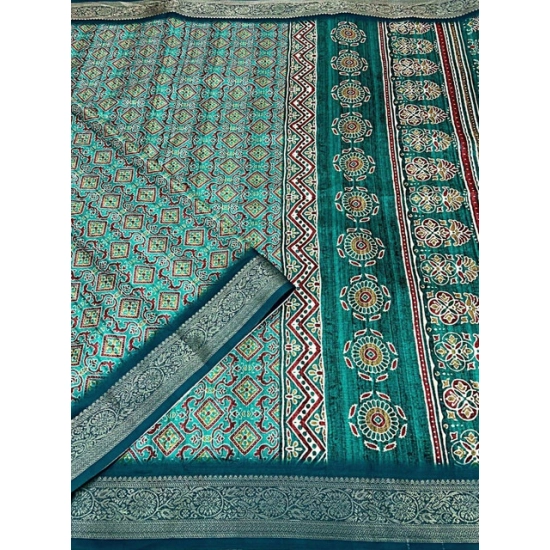 Generic Women's Cotton Blend Printed Saree With Unstitched Blouse 5.5Mtr (Rama) Generic Women's Cotton Blend Printed Saree With Unstitched Blouse 5.5Mtr (Rama)