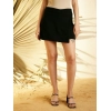 Generic Women's Polyester Spandex Solid Side Zip Skirt (Black)