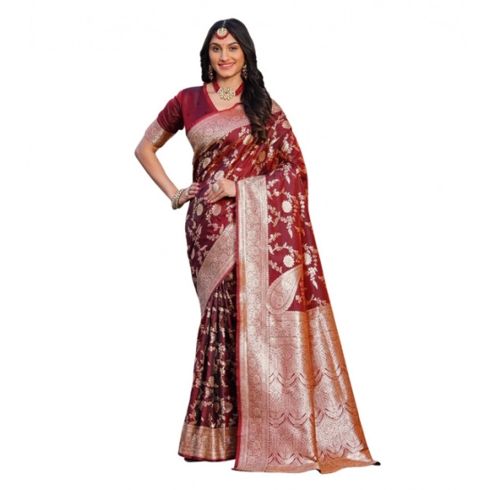 Generic Women's Jacquard Printed Saree With Unstitched Blouse 5.5Mtr (Maroon) Generic Women's Jacquard Printed Saree With Unstitched Blouse 5.5Mtr (Maroon)
