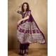 Generic Women's Satin Crepe Printed Saree With Unstitched Blouse 5.5Mtr (Purple)