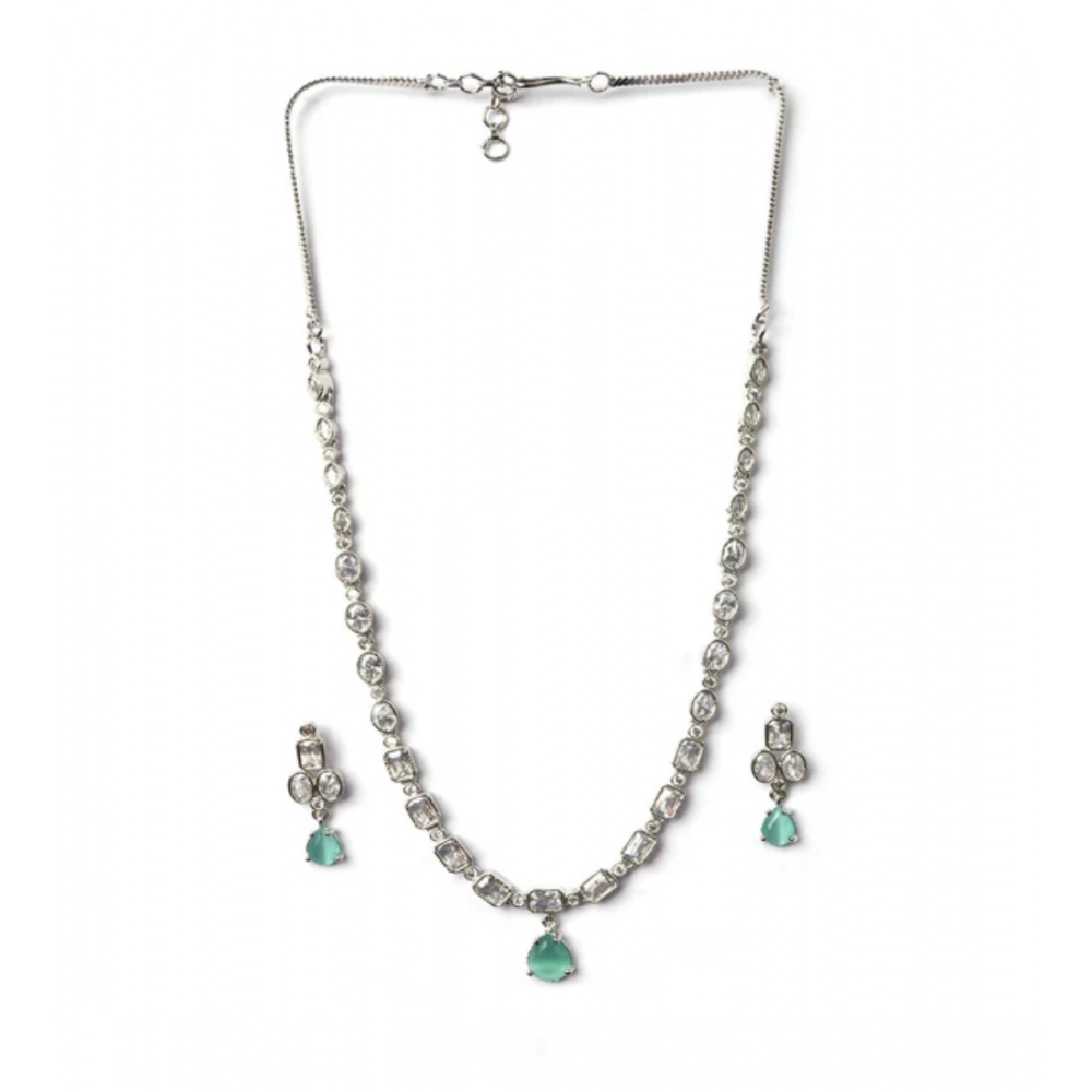 Generic Women's Brass Silver Plated Necklace set (Turquoise) Generic Women's Brass Silver Plated Necklace set (Turquoise)