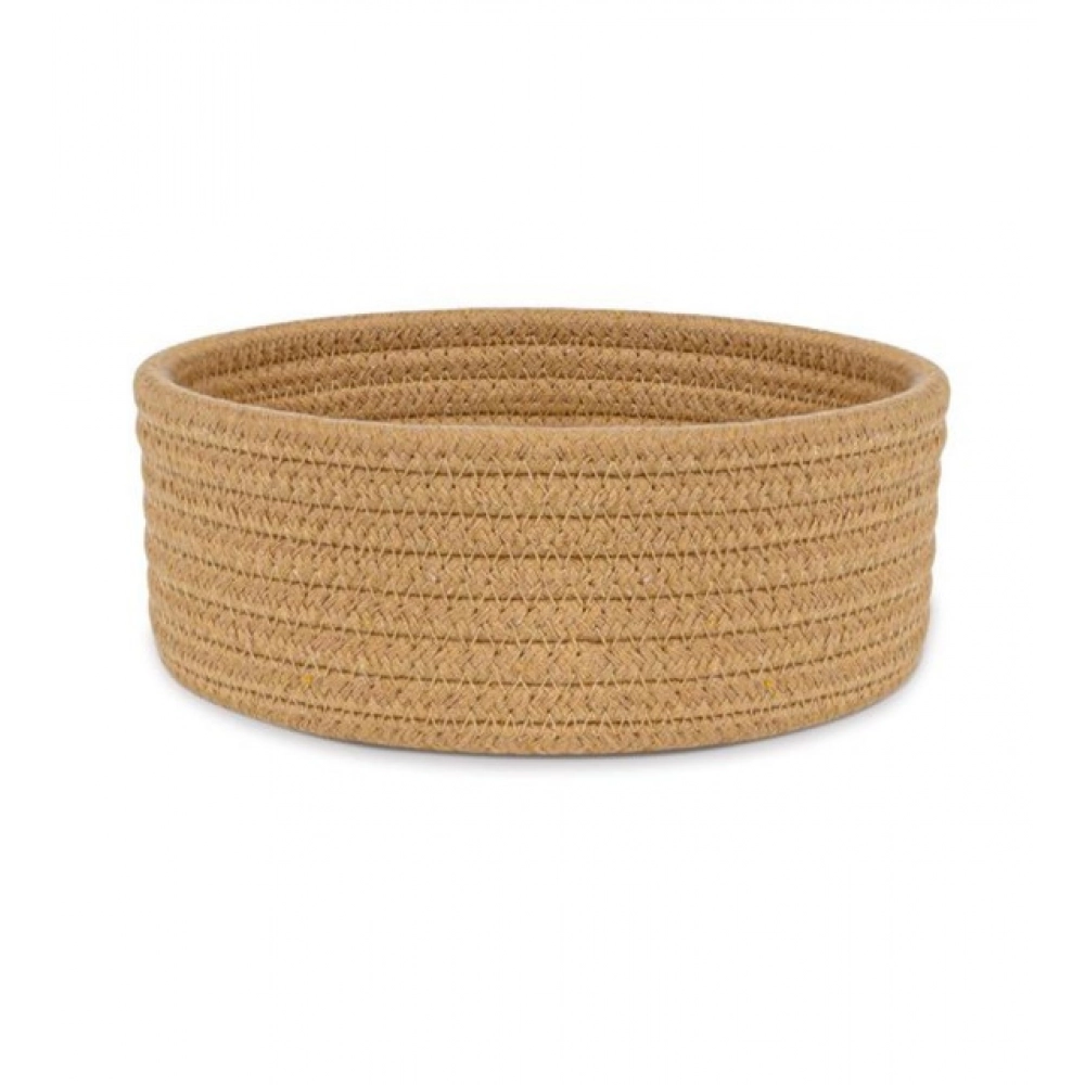 Generic Cotton 8x3 Inch Round 1 Pcs Bedside Organizer With Out Lid (Beige)
