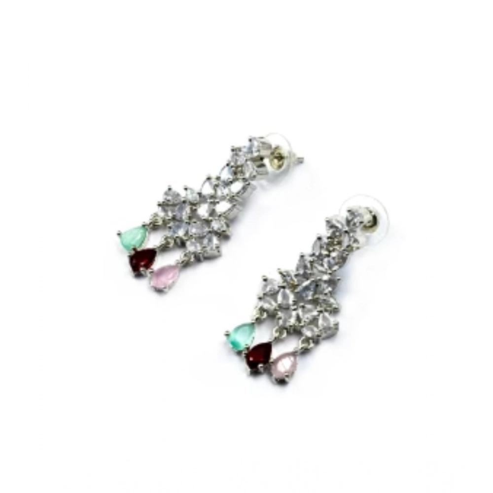 Generic Women's Brass Silver Plated Necklace set (Multicolor)