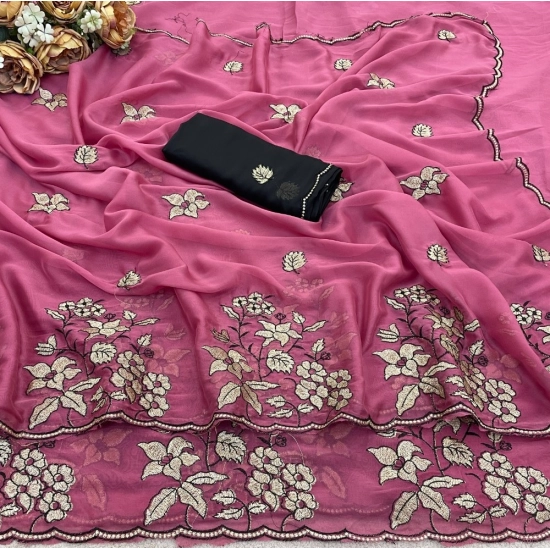 Generic Women's Viscose Silk Embroidered Saree With Unstitched Blouse 5.5Mtr (Pink) Generic Women's Viscose Silk Embroidered Saree With Unstitched Blouse 5.5Mtr (Pink)